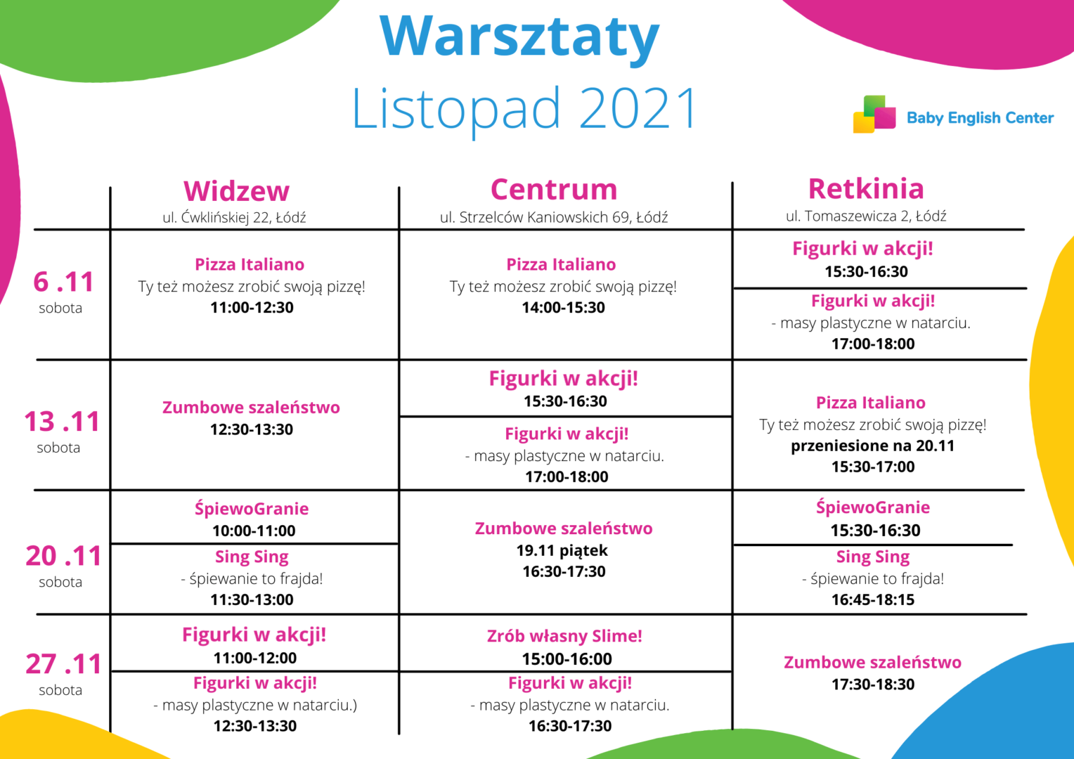 Read more about the article Warsztaty dla dzieci – Akademia BEC – Listopad 2021
