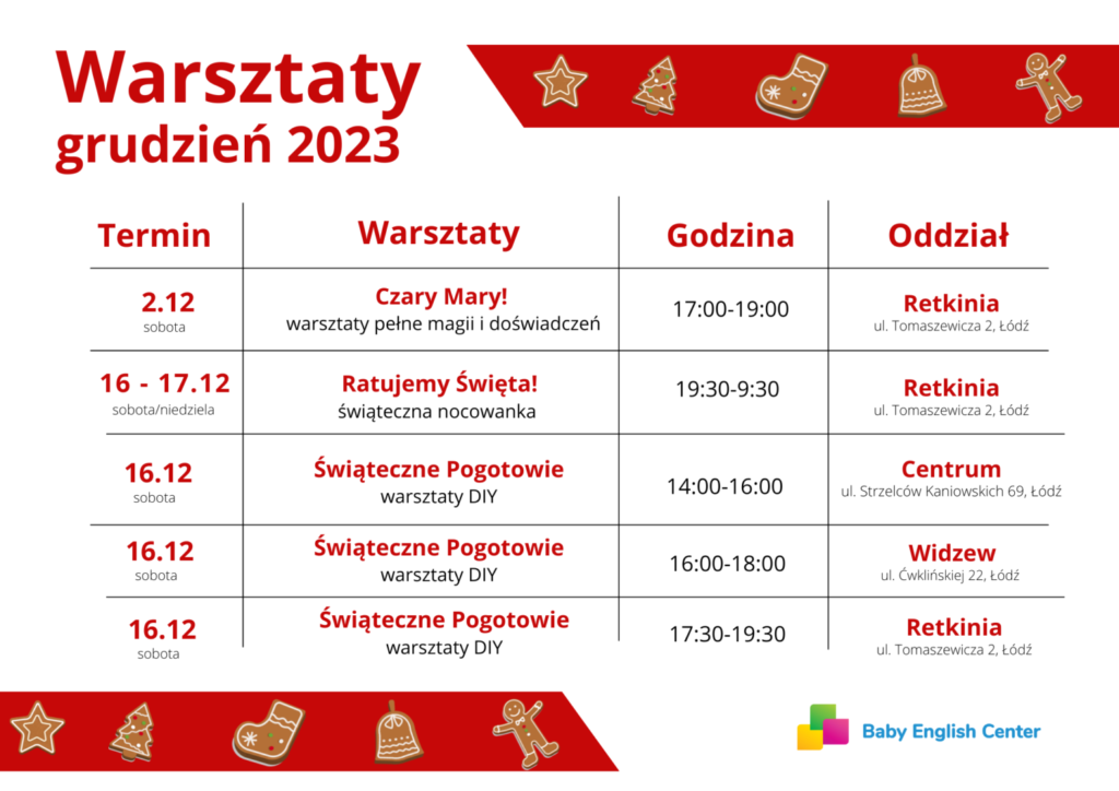 Warsztaty dla dzieci - Grudzień 2023