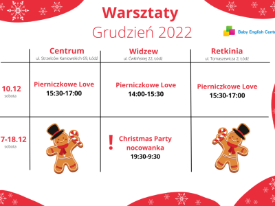 Warsztaty dla dzieci w Łodzi - Grudzień 2022